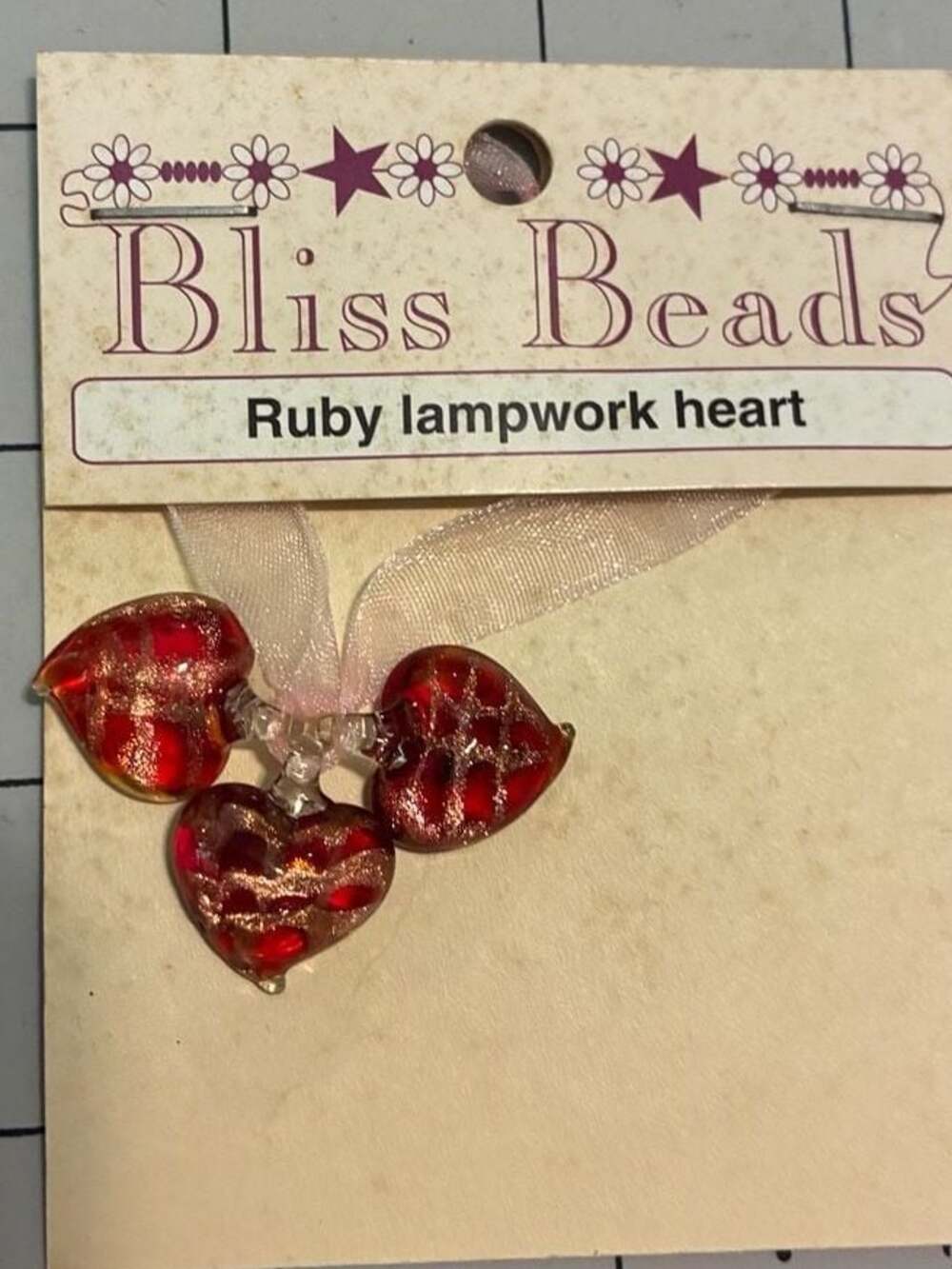 Bliss Beads Ruby Lampwork Heart Glass Charms
